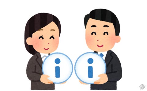情報交換をする男女